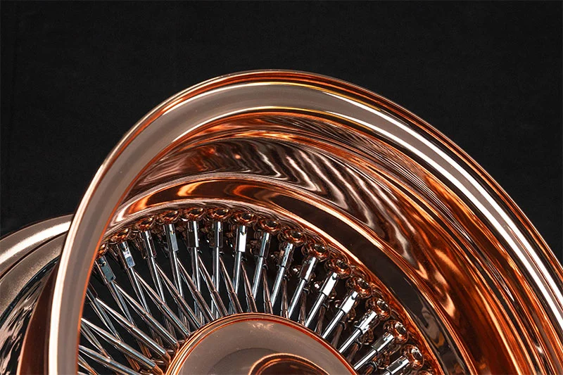 Polished Gloden Forged Steel Wire Wheels 6061 Monoblock Structure 20-inch 22-inch 24-inch 26-inch Custom Rims Passenger Car Wheels