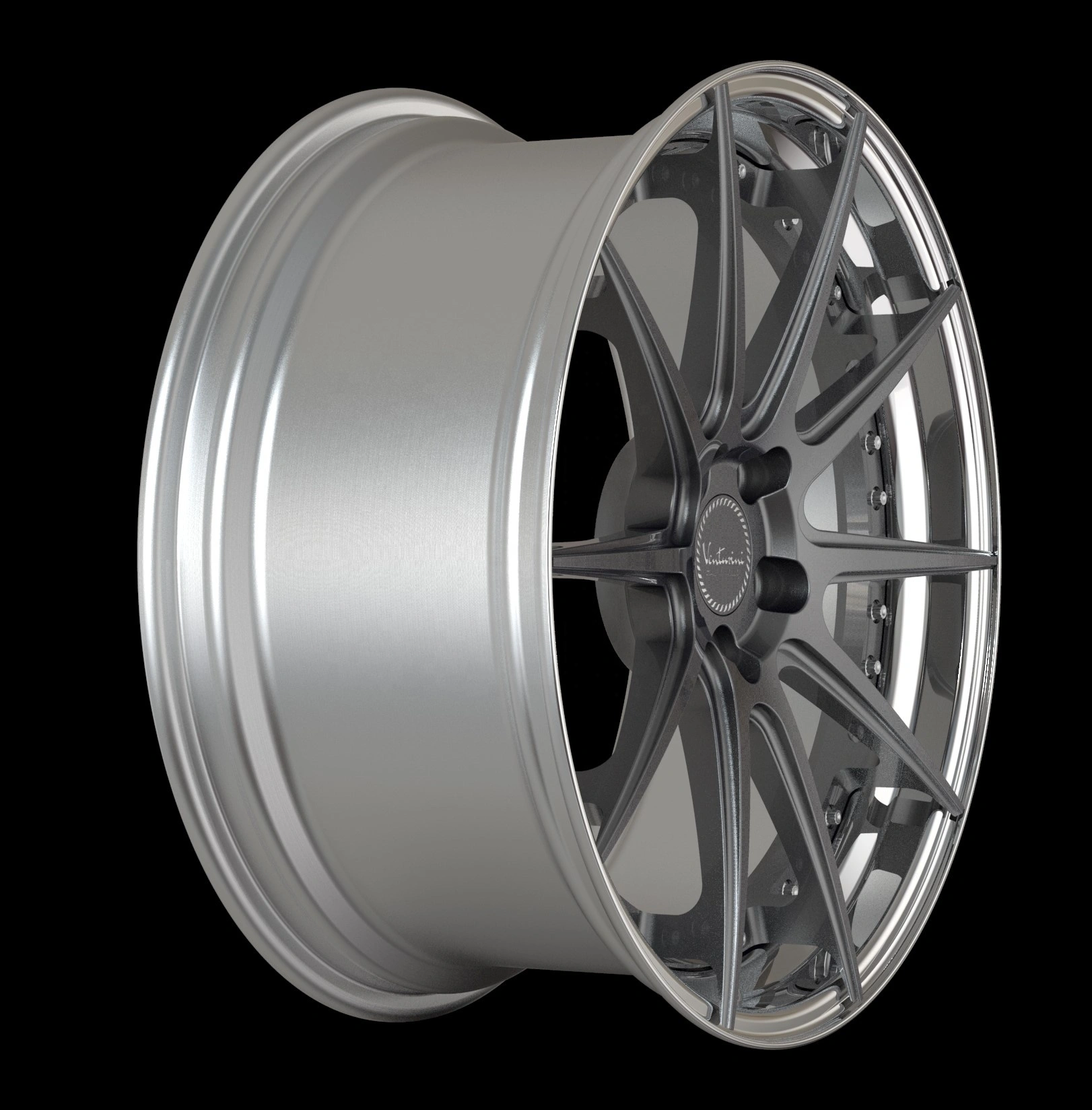 Custom two-piece forged wheels 18-22 inches, custom center cap logo, 3-year warranty, 8.5-13 inches width
