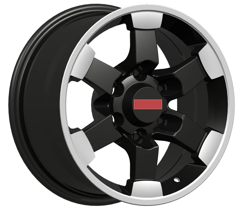 Black alloy wheels for 4x4 off-road vehicles, with sizes 15, 16, 17, 18 inches, bolt pattern 6x139.7, suitable for Toyota FJ Cruiser, 4Runner, Hilux, Sequoia, Tacoma, Tundra