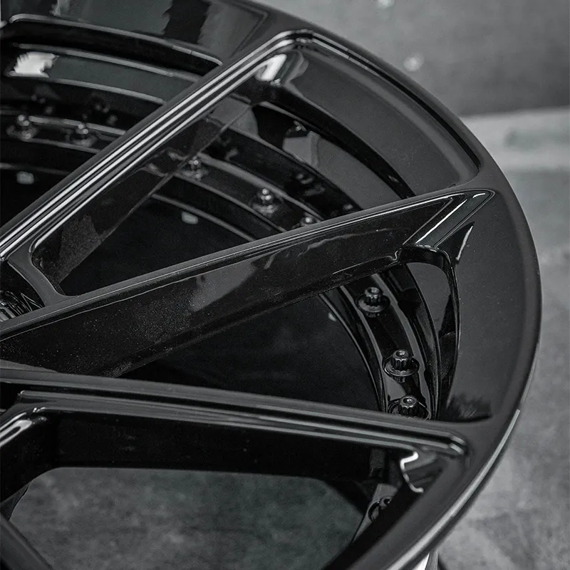 Glossy Black Two-Piece Forged Custom Aluminum Alloy Wheels 21-inch 23-inch 5x100 5x105 5x110 5x114.3 5x120