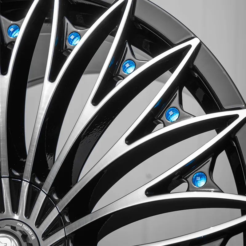 Forged wheels 18 inches, 19 inches, 20 inches, 21 inches, 22 inches, 5x100, 5x105, 5x108, 5x110, 5x112, 5x114.3, 5x120, full gloss black, with machined automotive alloy wheels