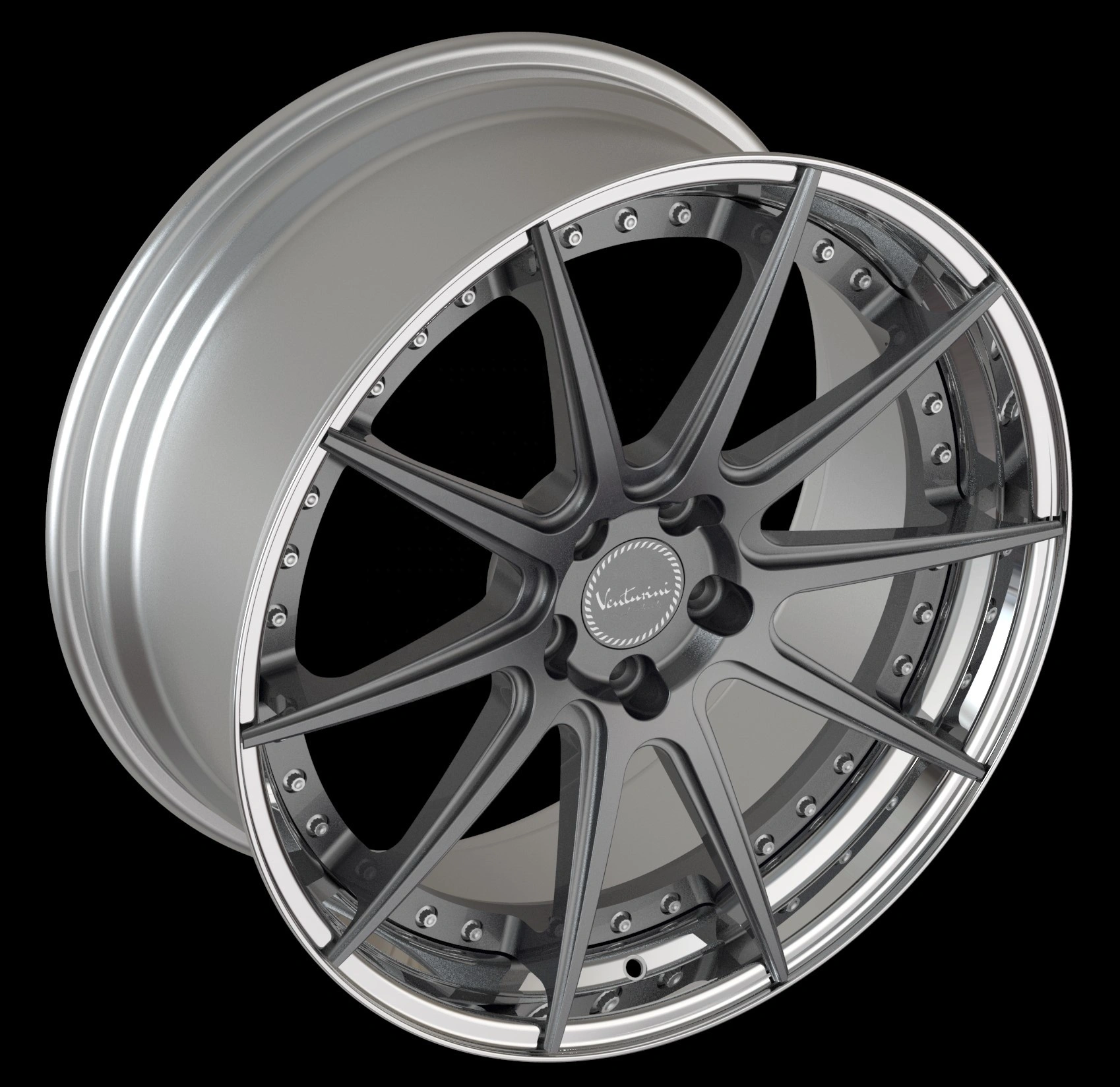 Custom two-piece forged wheels 18-22 inches, custom center cap logo, 3-year warranty, 8.5-13 inches width
