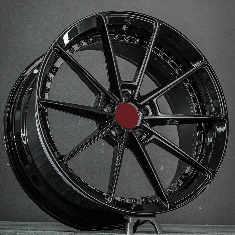 Glossy Black Two-Piece Forged Custom Aluminum Alloy Wheels 21-inch 23-inch 5x100 5x105 5x110 5x114.3 5x120