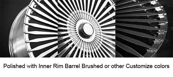 Forged wheels, Steel wheels, Monoblock structure, 19 inches, 20 inches, 21 inches, 22 inches, 23 inches, Polished inner rim, Matte