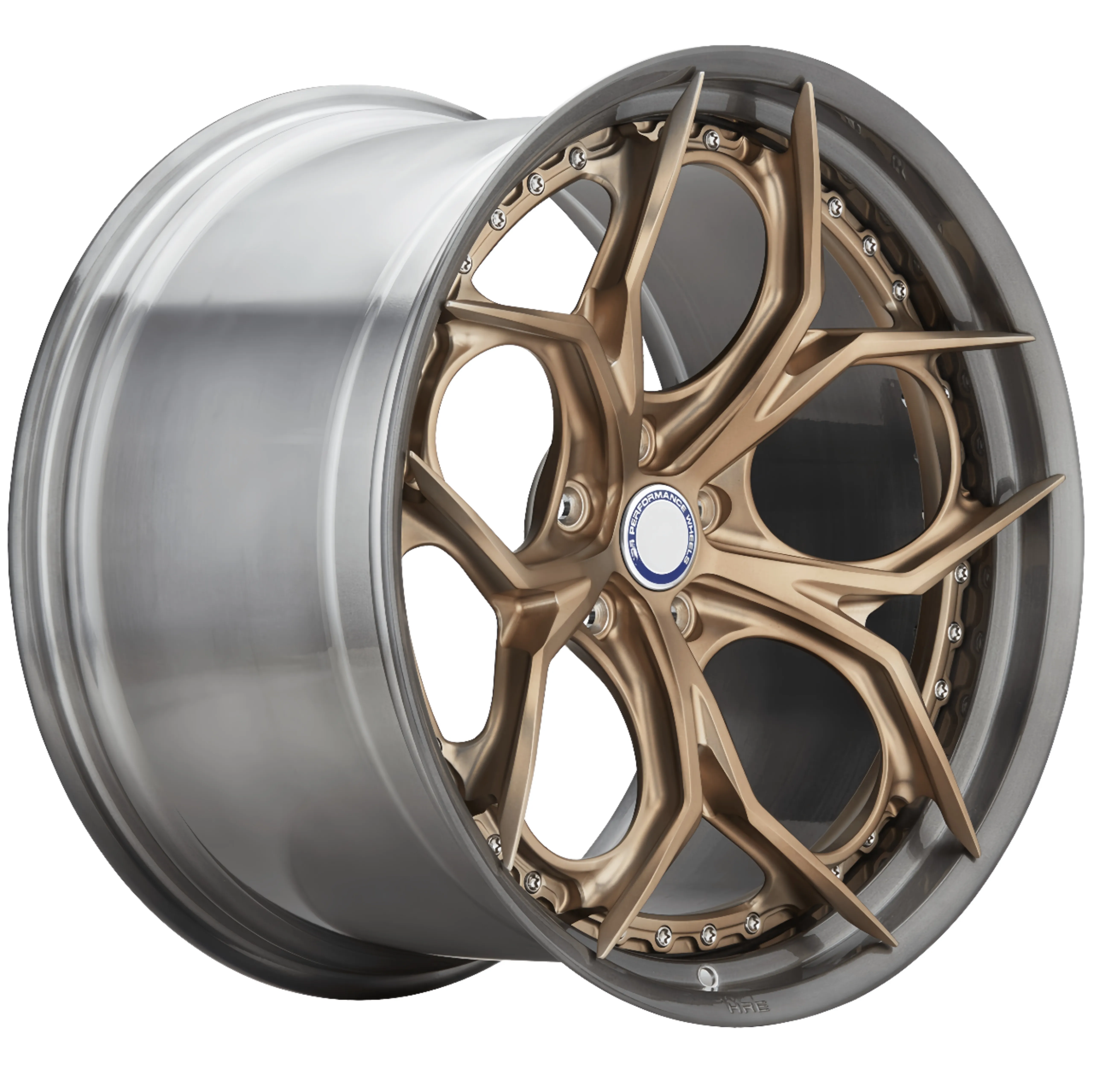 Customized luxury two-piece forged wheels for Audi RS7, 20-22 inches, brushed gold aluminum alloy concave design, brand new, 3-year warranty