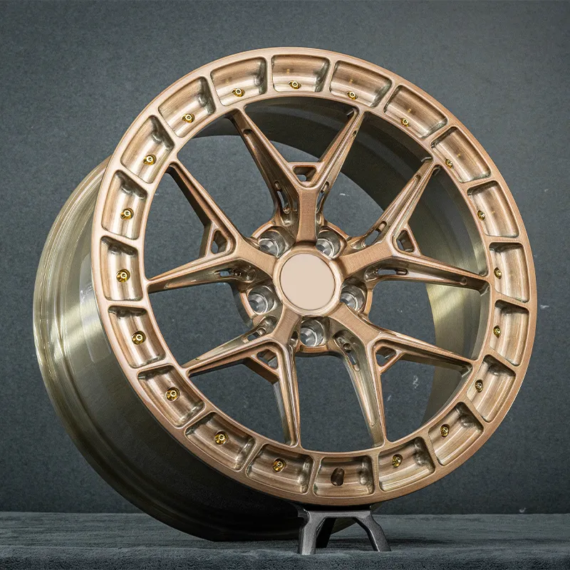 Bright gold aluminum passenger car forged wheels 19 20 21 22 24 26 inch wire wheels 5x114.3 5x112 5x130 car wheels suitable for Mercedes-Benz and BMW