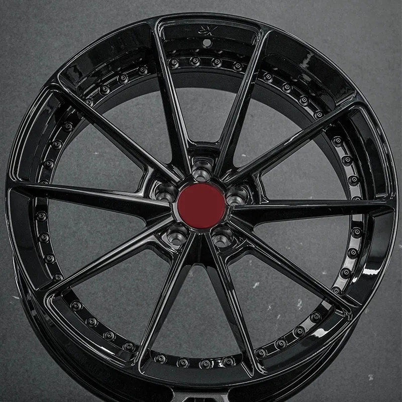 Glossy Black Two-Piece Forged Custom Aluminum Alloy Wheels 21-inch 23-inch 5x100 5x105 5x110 5x114.3 5x120