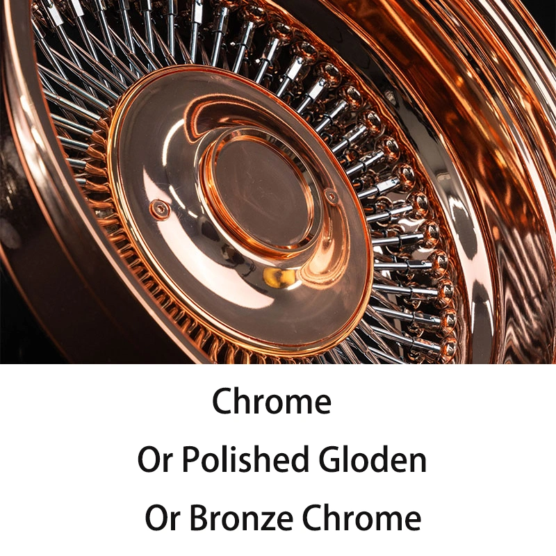 Polished Gloden Forged Steel Wire Wheels 6061 Monoblock Structure 20-inch 22-inch 24-inch 26-inch Custom Rims Passenger Car Wheels