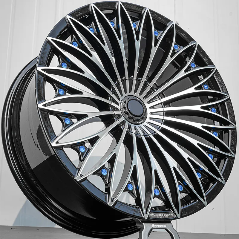 Forged wheels 18 inches, 19 inches, 20 inches, 21 inches, 22 inches, 5x100, 5x105, 5x108, 5x110, 5x112, 5x114.3, 5x120, full gloss black, with machined automotive alloy wheels