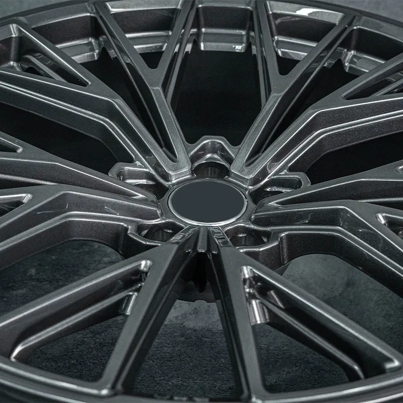 Forged wheels in full dark gunmetal gray, available in 17-inch, 18-inch, 19-inch, 20-inch, and 21-inch sizes, with bolt patterns 5x100, 5x105, 5x108, 5x110, 5x112, 5x114.3, and 5x120 for passenger car alloy wheels