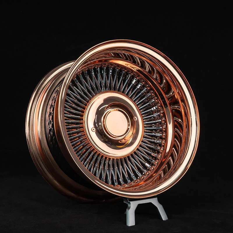 Polished Gloden Forged Steel Wire Wheels 6061 Monoblock Structure 20-inch 22-inch 24-inch 26-inch Custom Rims Passenger Car Wheels