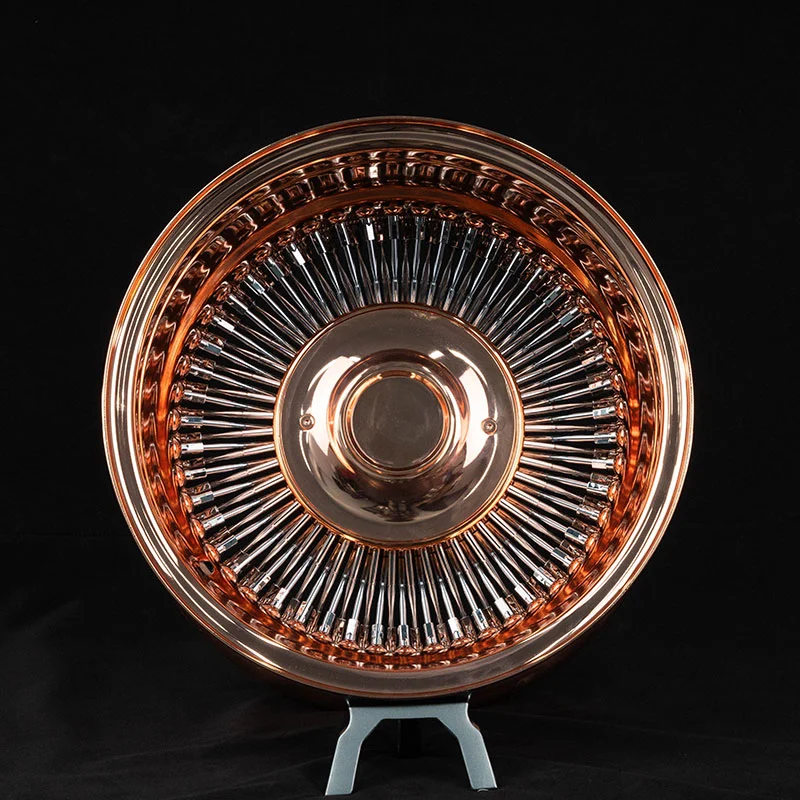 Polished Gloden Forged Steel Wire Wheels 6061 Monoblock Structure 20-inch 22-inch 24-inch 26-inch Custom Rims Passenger Car Wheels