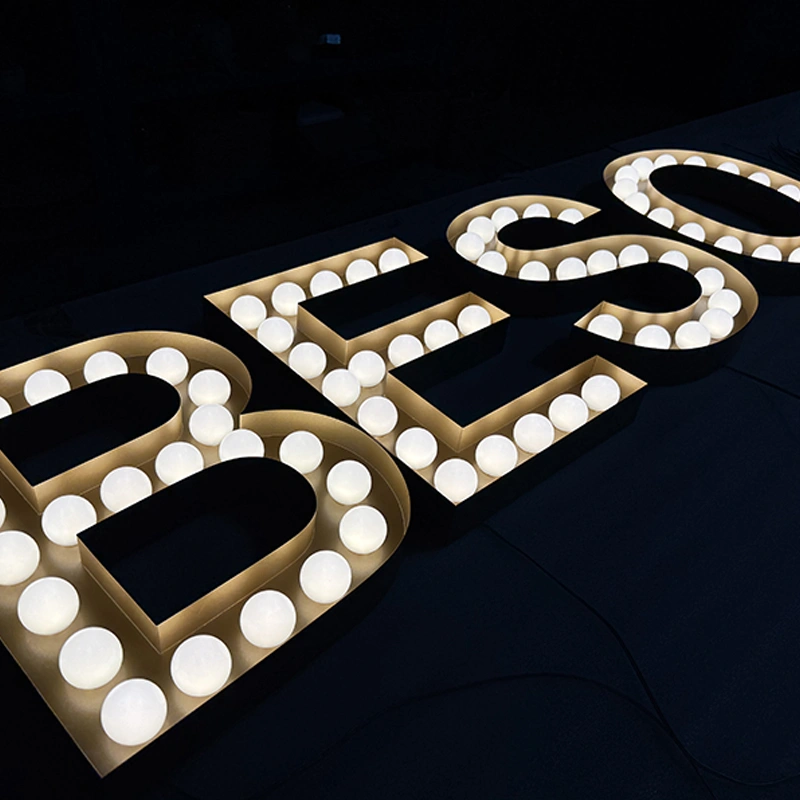 Open Face Channel Letters with Bulb Illumination | Vintage Marquee Style