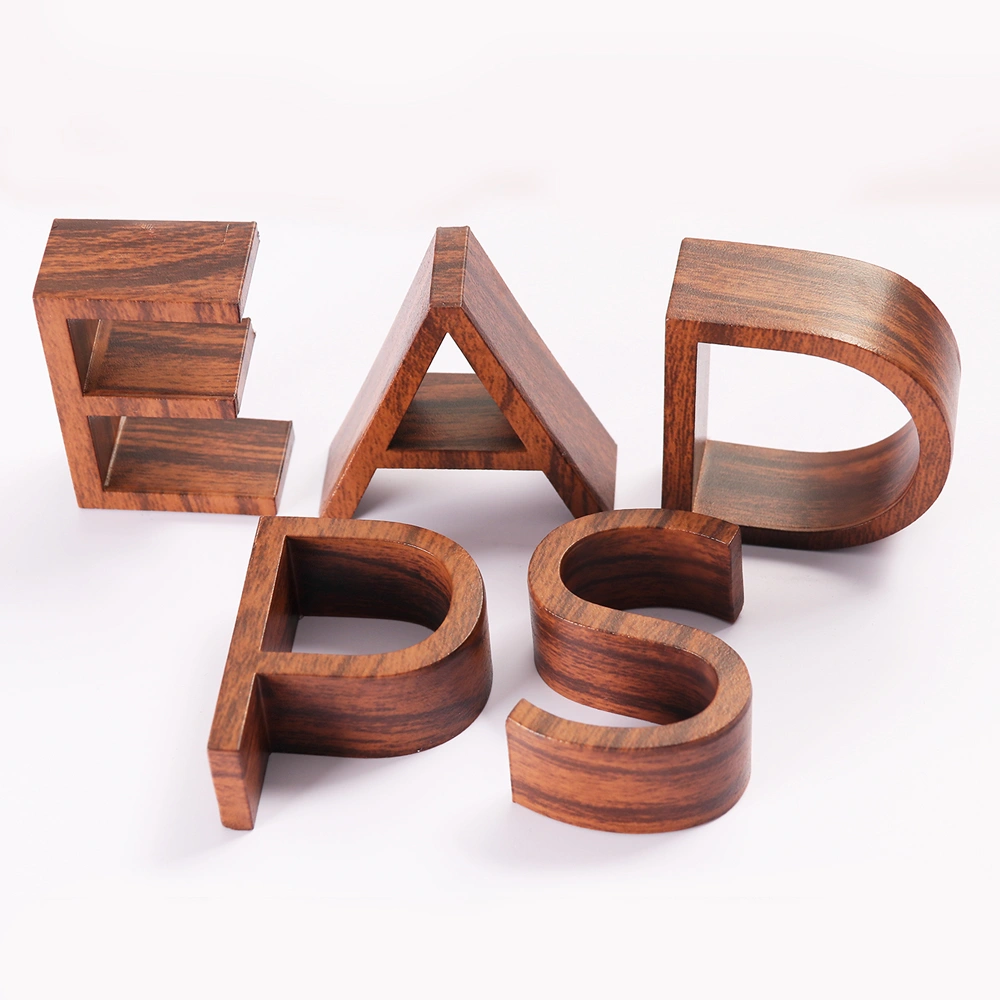 Custom Wood Grain Stainless Steel Letters | 3D Metal Letters for Natural Style Signage