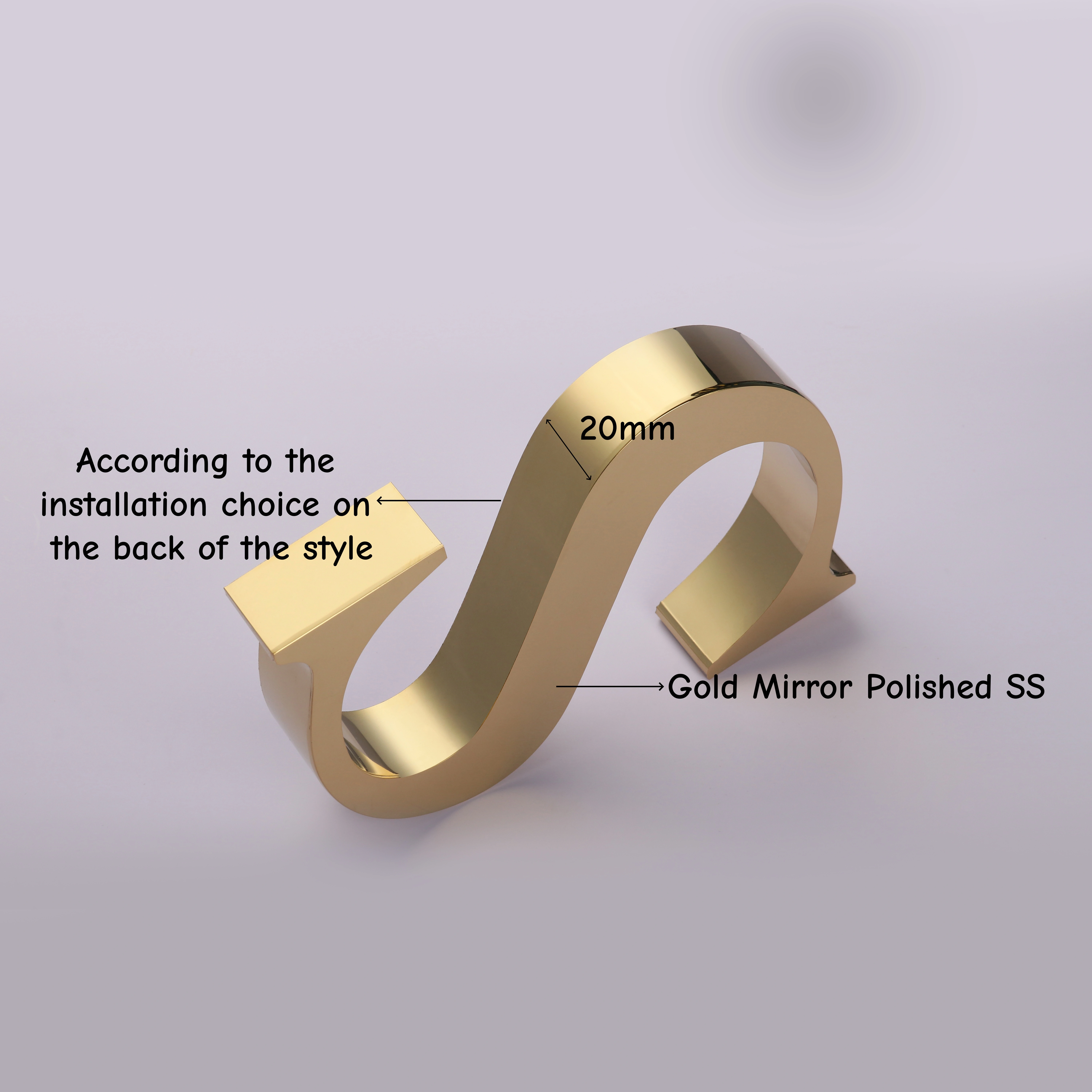 20mm Thick Gold Mirror Polished Stainless Steel Letters | Architectural Statement Signage