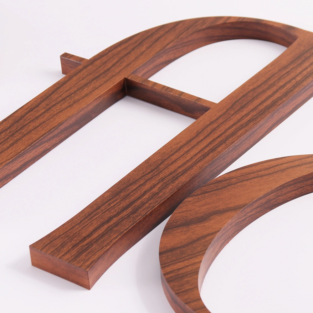 Custom Wood Grain Stainless Steel Letters | 3D Metal Letters for Natural Style Signage