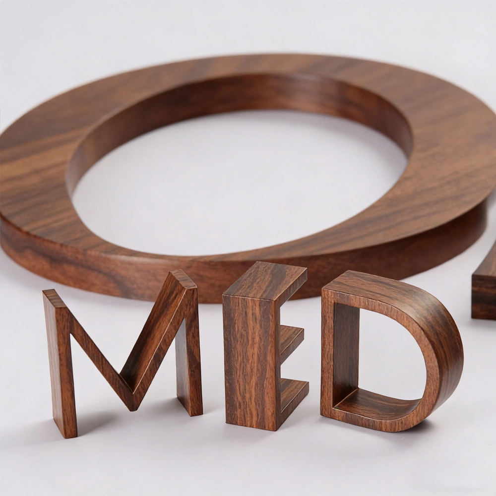 Custom Wood Grain Stainless Steel Letters | 3D Metal Letters for Natural Style Signage