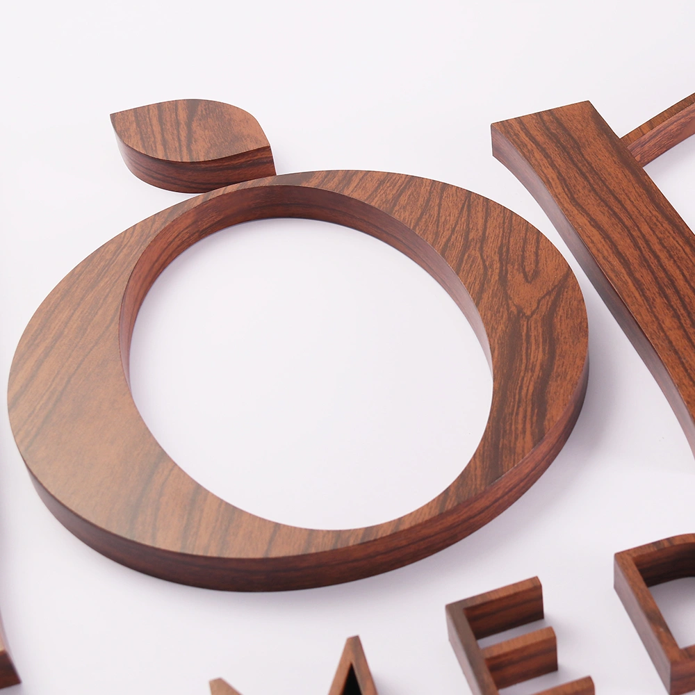 Custom Wood Grain Stainless Steel Letters | 3D Metal Letters for Natural Style Signage