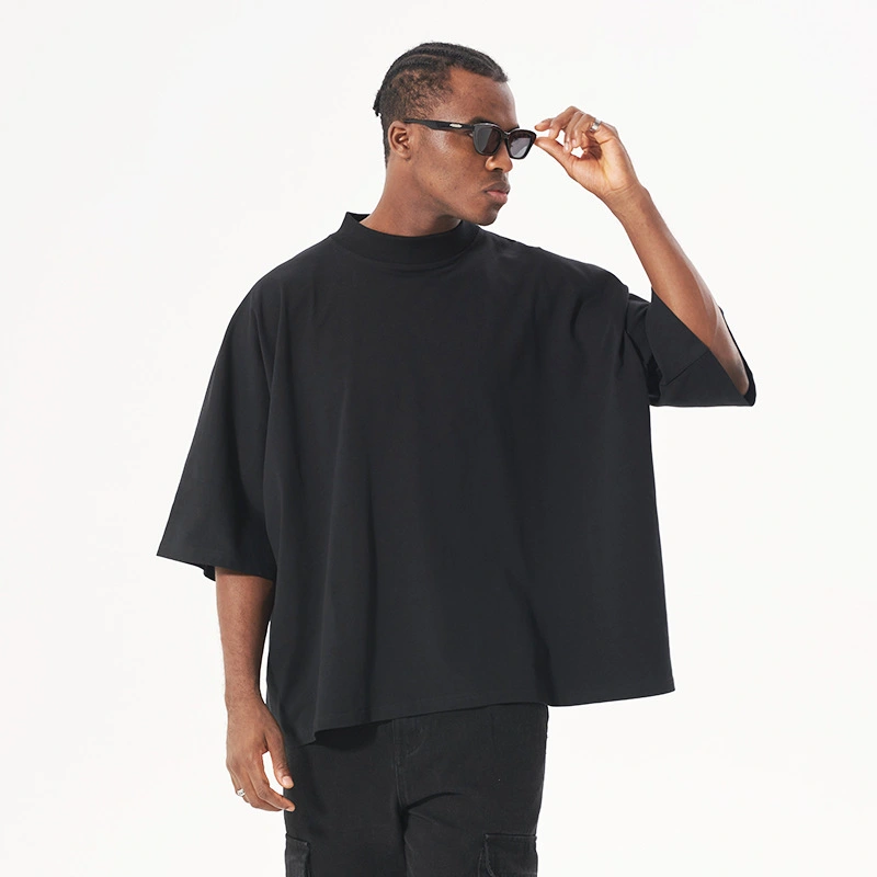 Custom Summer New Men's 100% Cotton Heavyweight 300G T-Shirt Factory Manufacturer Streetwear Short & Wide Fit Oversized Baggy Style Solid Color Half Sleeve