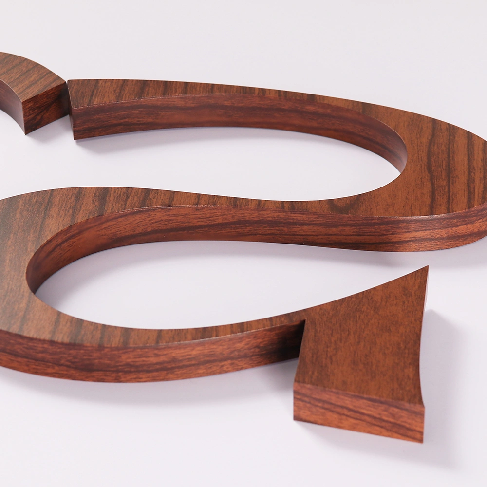Custom Wood Grain Stainless Steel Letters | 3D Metal Letters for Natural Style Signage