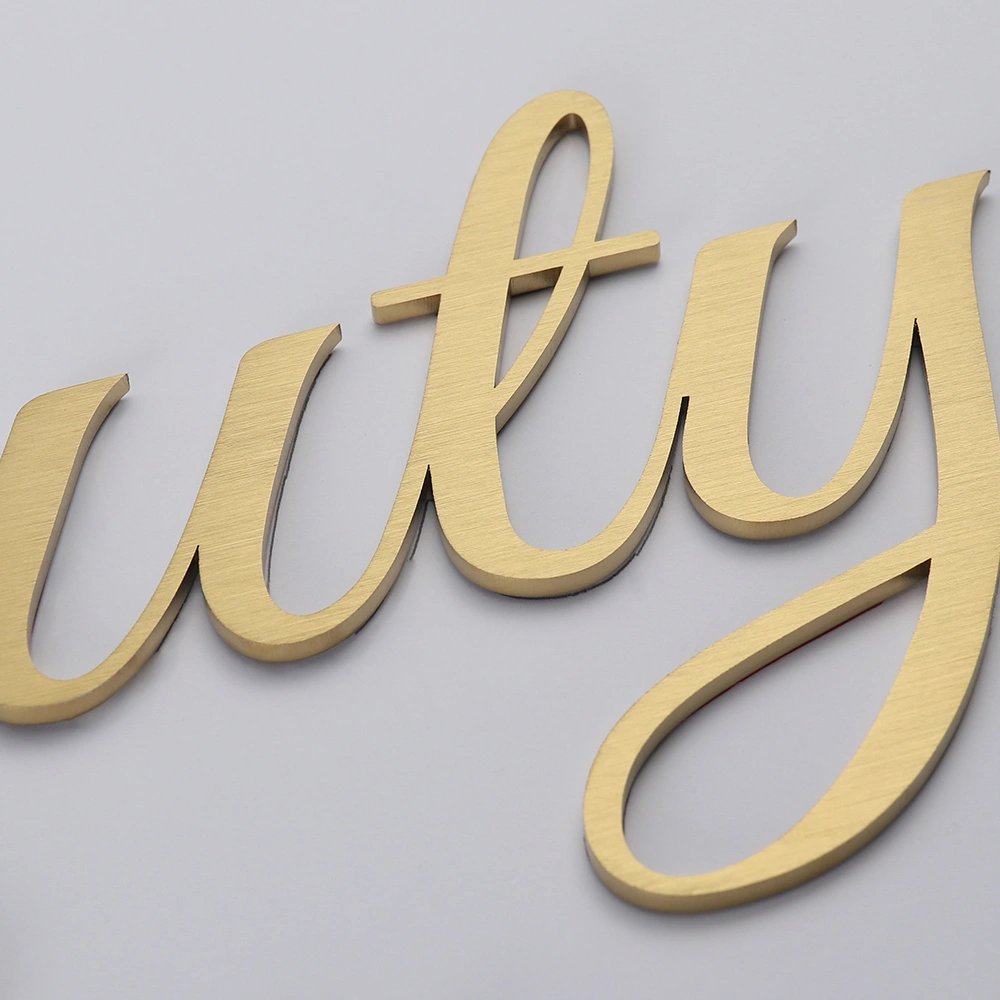 Premium Brushed Gold Metal Signs | Custom 3D Logo