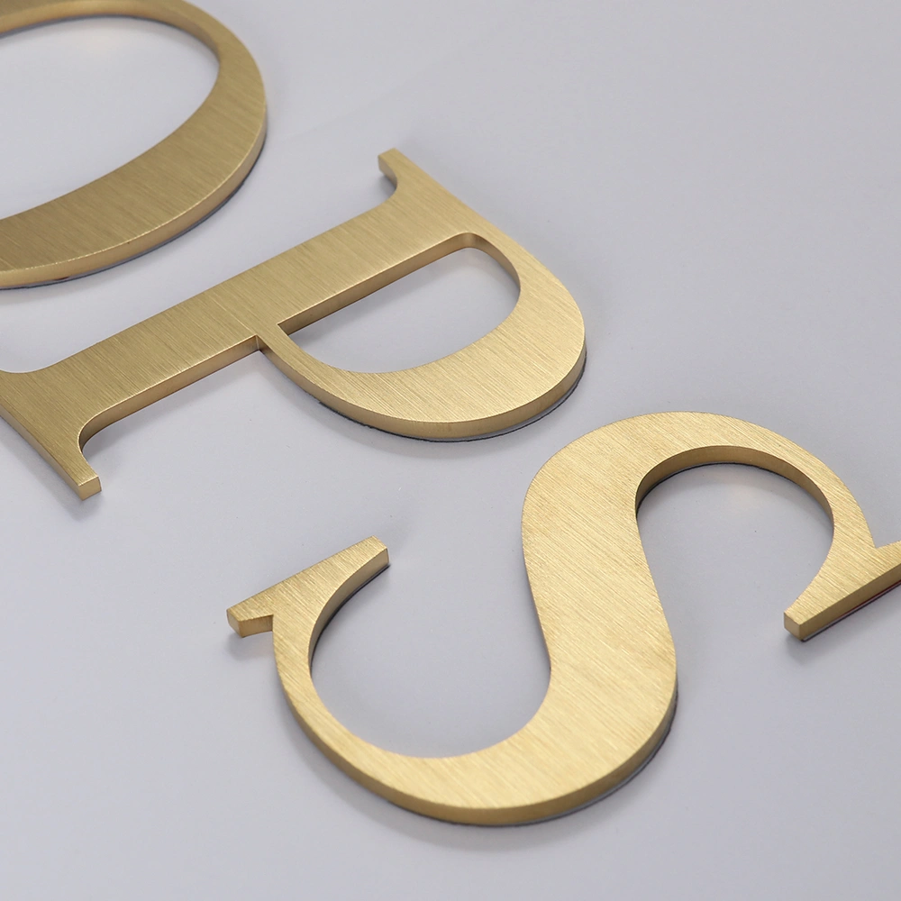 Premium Brushed Gold Metal Signs | Custom 3D Logo