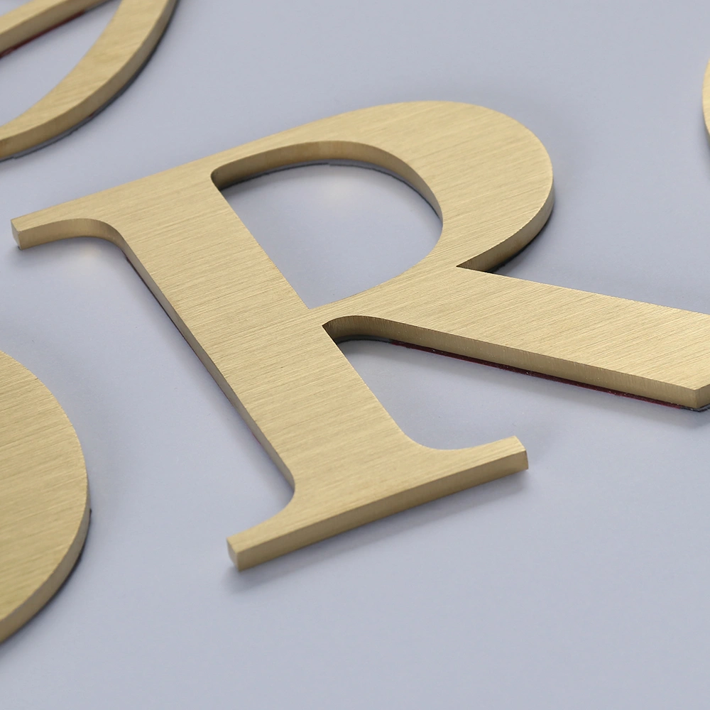 Premium Brushed Gold Metal Signs | Custom 3D Logo