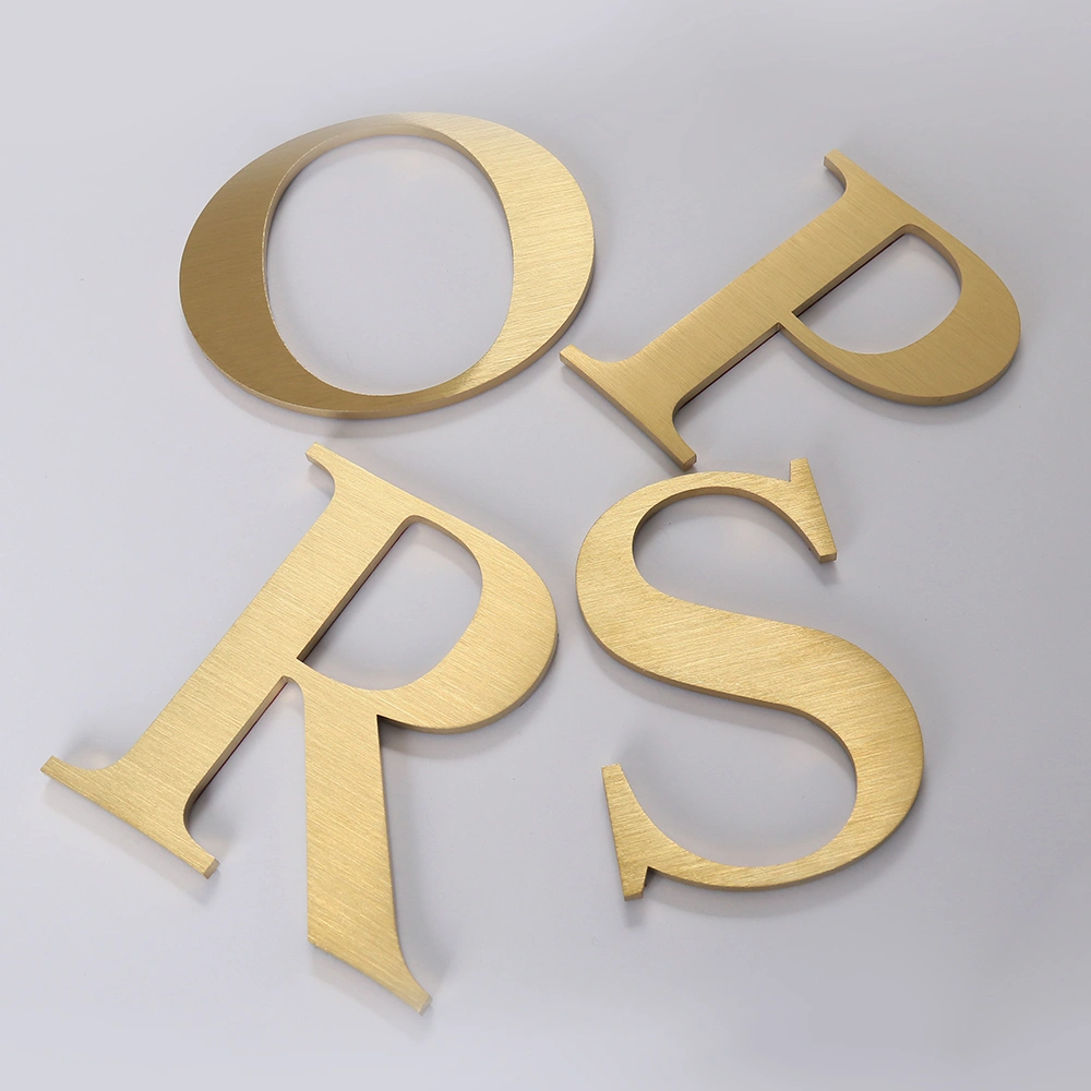 Premium Brushed Gold Metal Signs | Custom 3D Logo