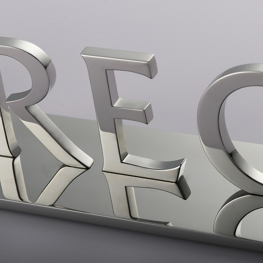 Solid Freestanding Stainless Steel Letters | Luxury Desktop & Display Metal Signage