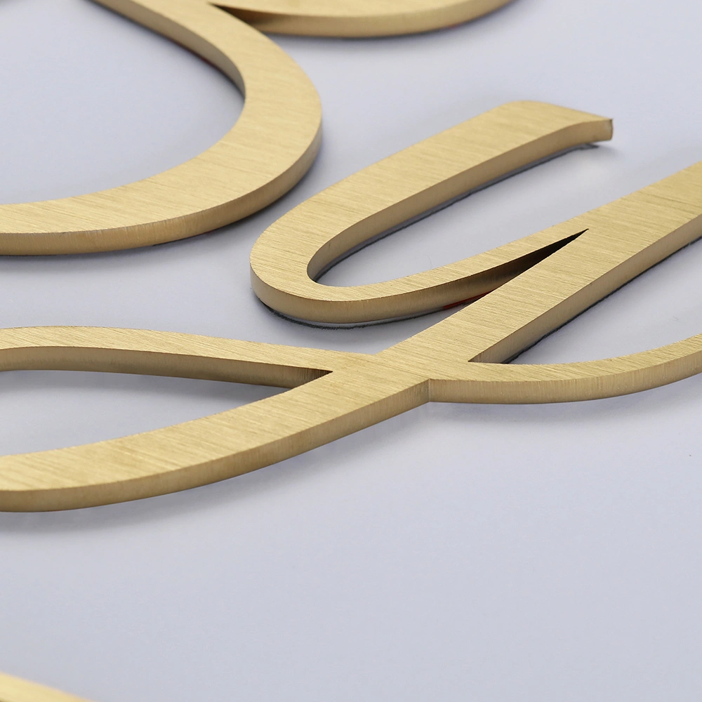 Premium Brushed Gold Metal Signs | Custom 3D Logo