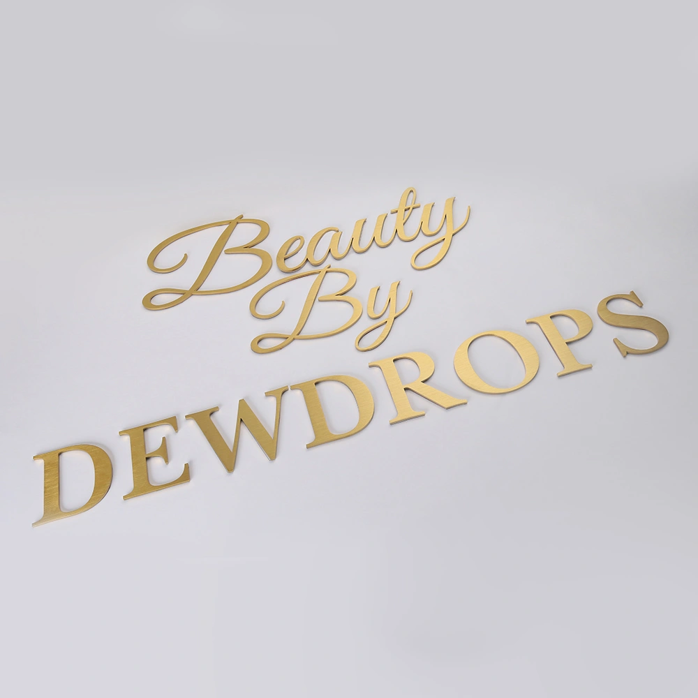 Premium Brushed Gold Metal Signs | Custom 3D Logo
