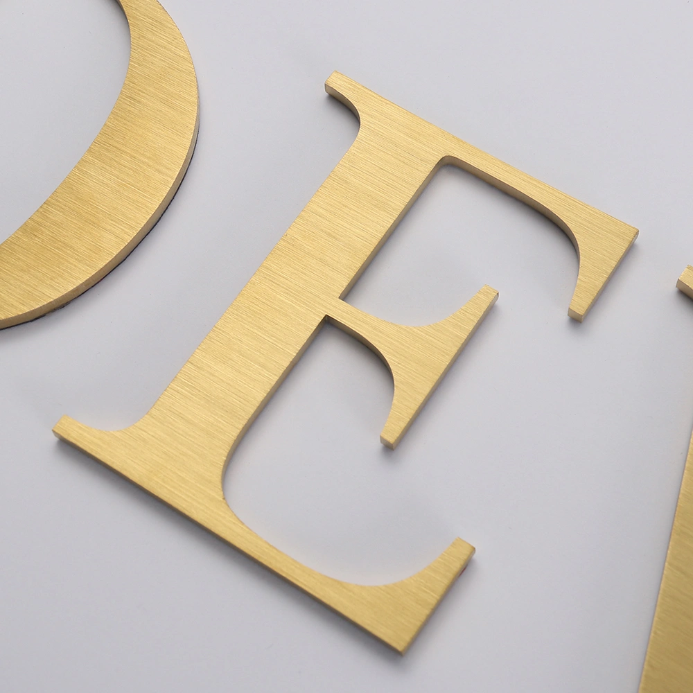 Premium Brushed Gold Metal Signs | Custom 3D Logo