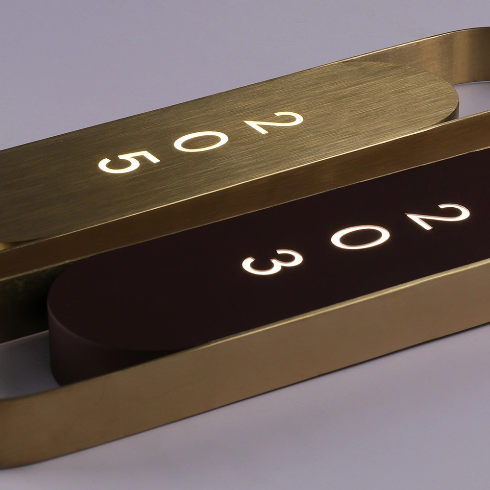 Custom Luxury Backlit Door Plaques | Modern Elliptical Metal Room Number Plates