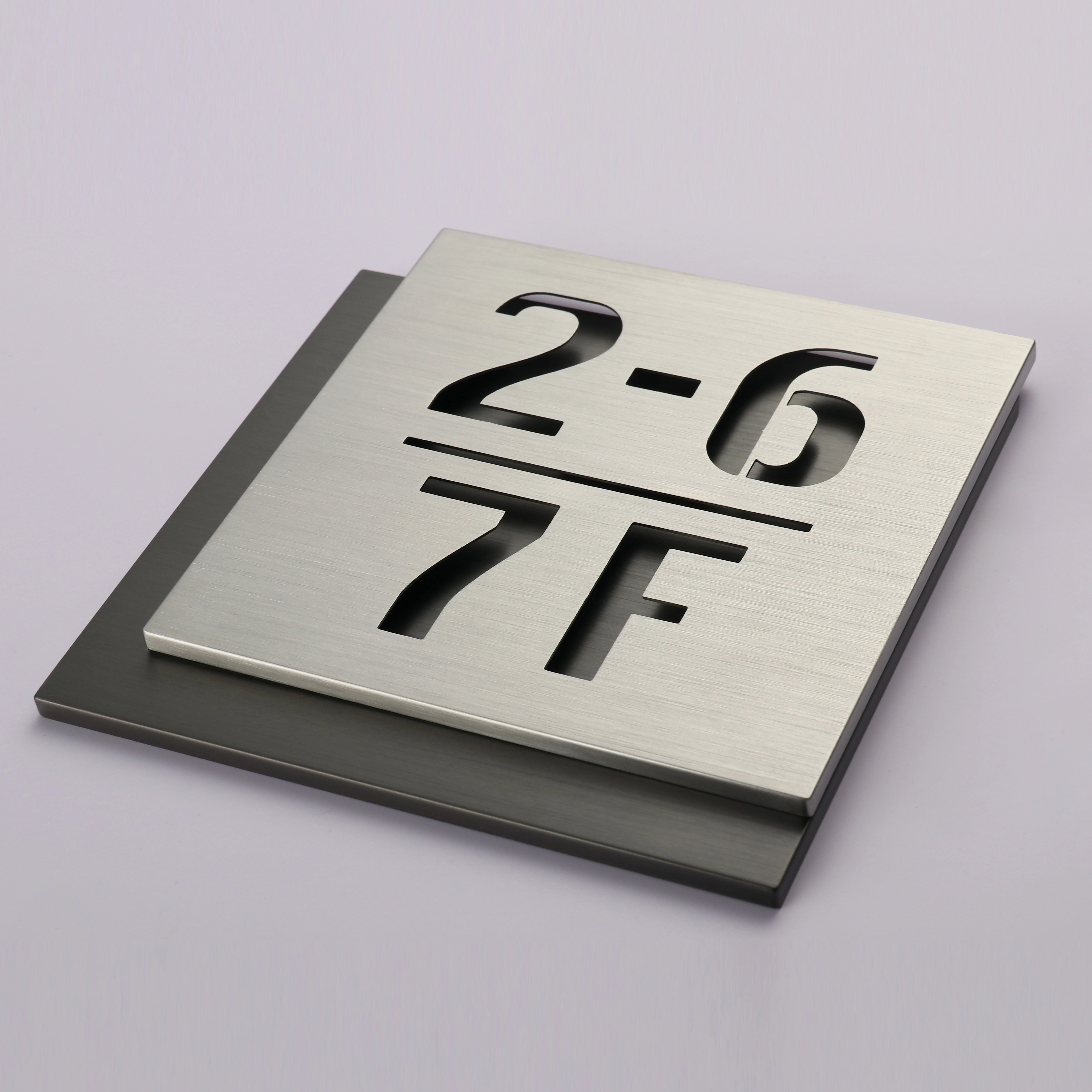 Dual-Layer Stainless Steel Door Plaques | Industrial Hollow-Out Room & Floor Plates