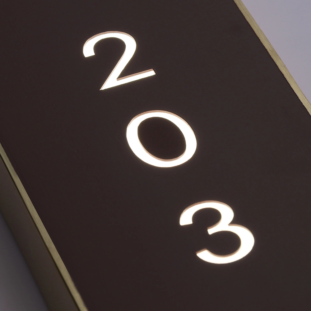 Custom Luxury Backlit Door Plaques | Modern Elliptical Metal Room Number Plates