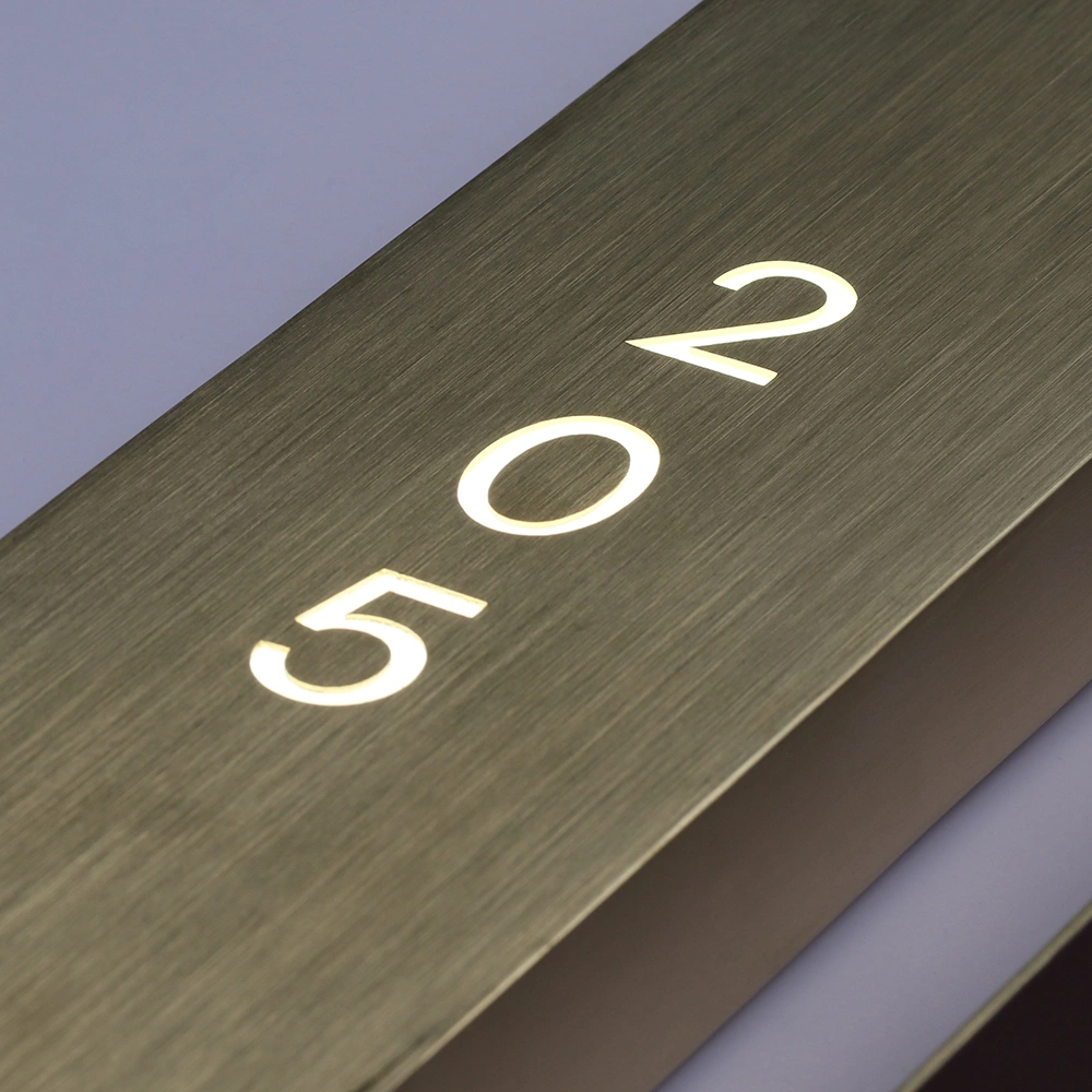 Custom Luxury Backlit Door Plaques | Modern Elliptical Metal Room Number Plates