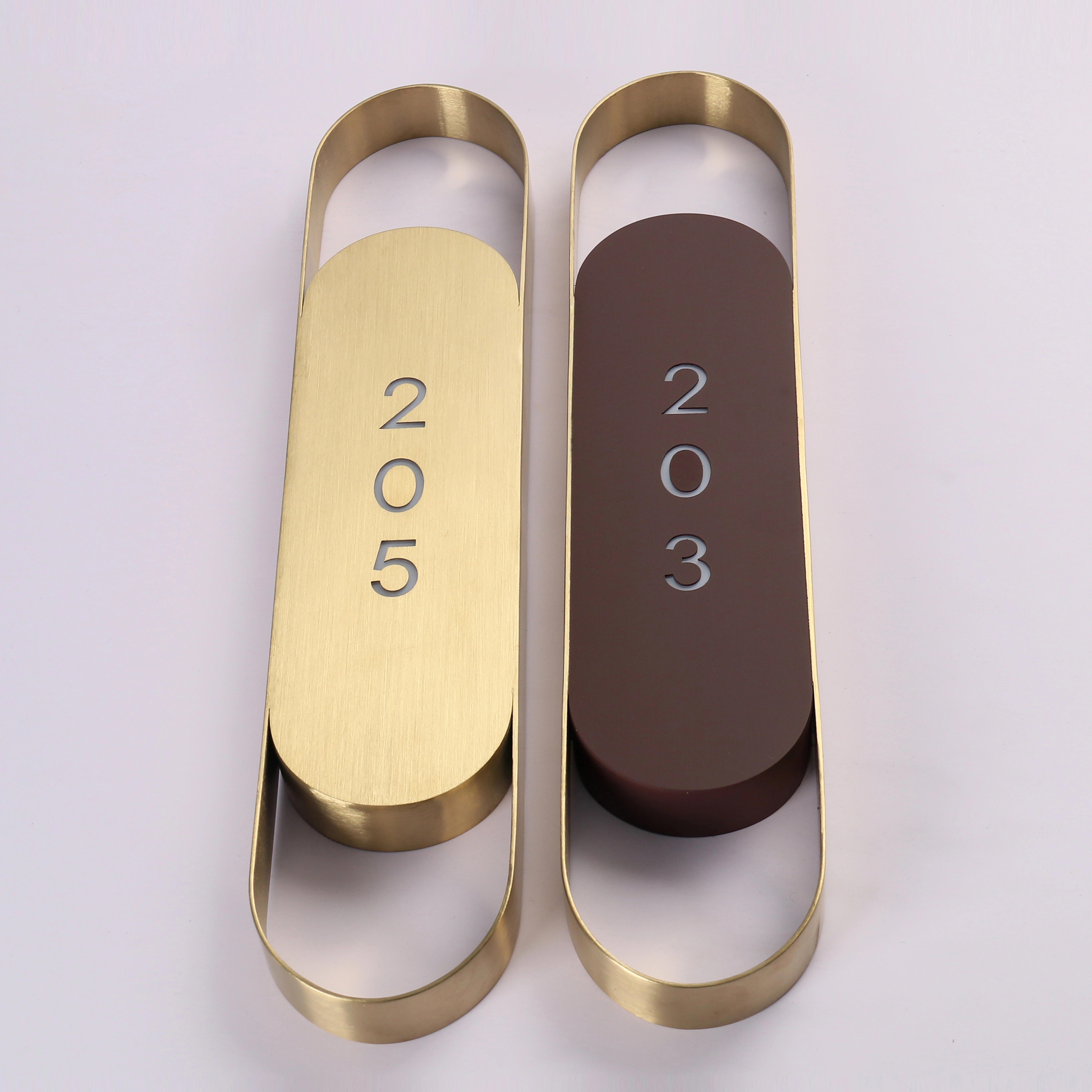 Custom Luxury Backlit Door Plaques | Modern Elliptical Metal Room Number Plates