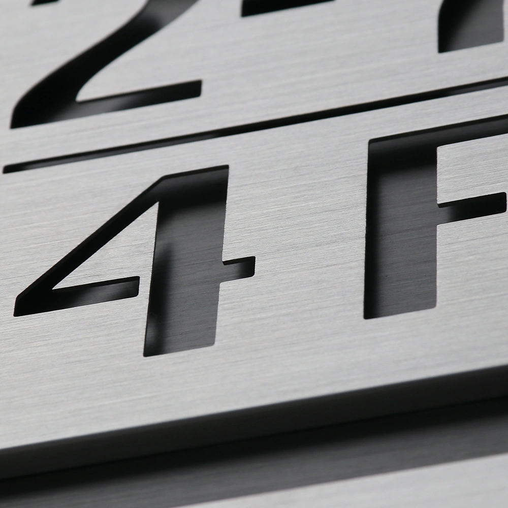 Dual-Layer Stainless Steel Door Plaques | Industrial Hollow-Out Room & Floor Plates