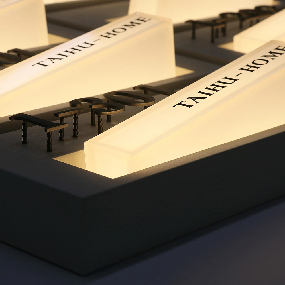 Architectural Backlit Door Plaques | Premium Floating Metal & Slanted LED Light Guide