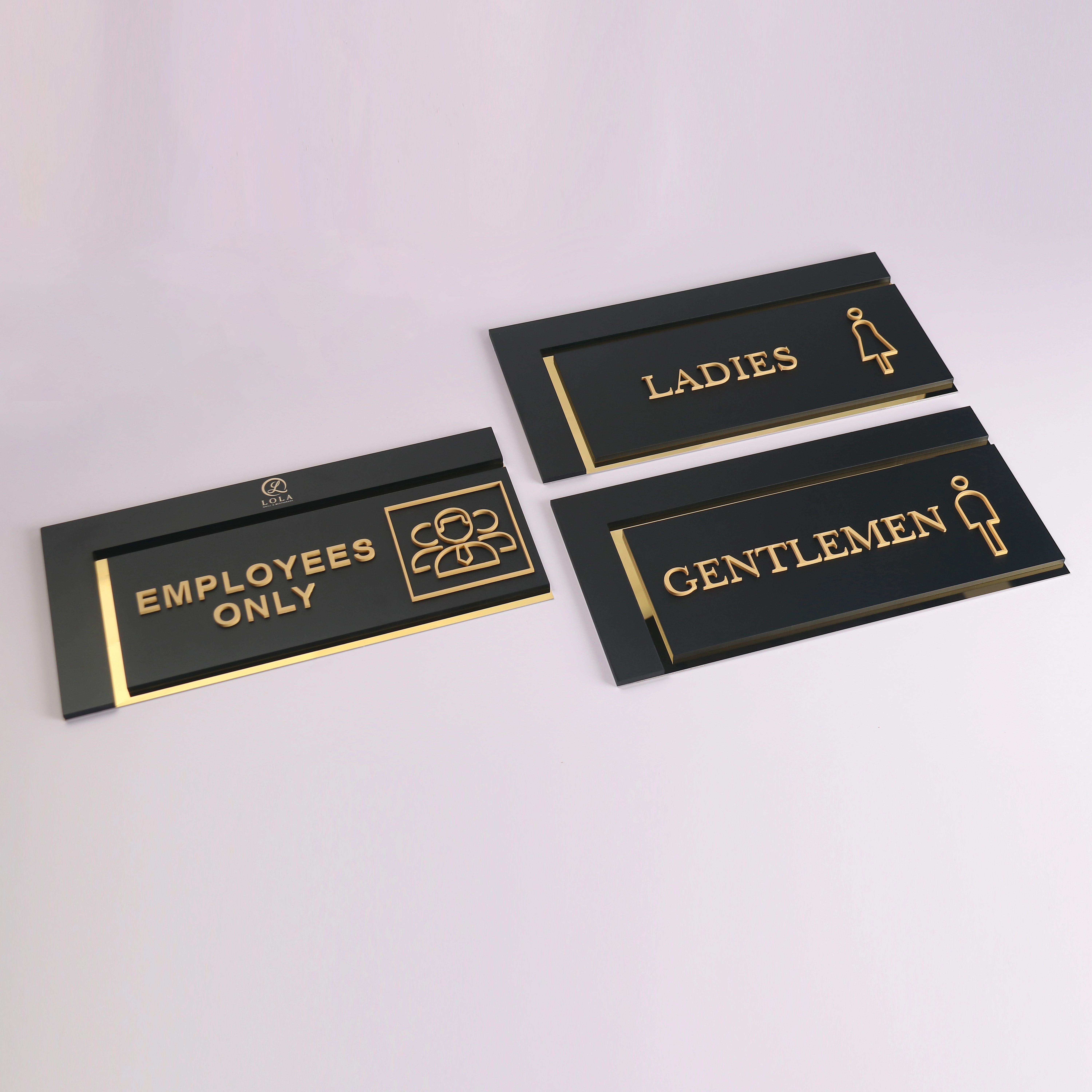 Dual-Material Restroom Signs | Plated Stainless Steel & Painted Acrylic Plates