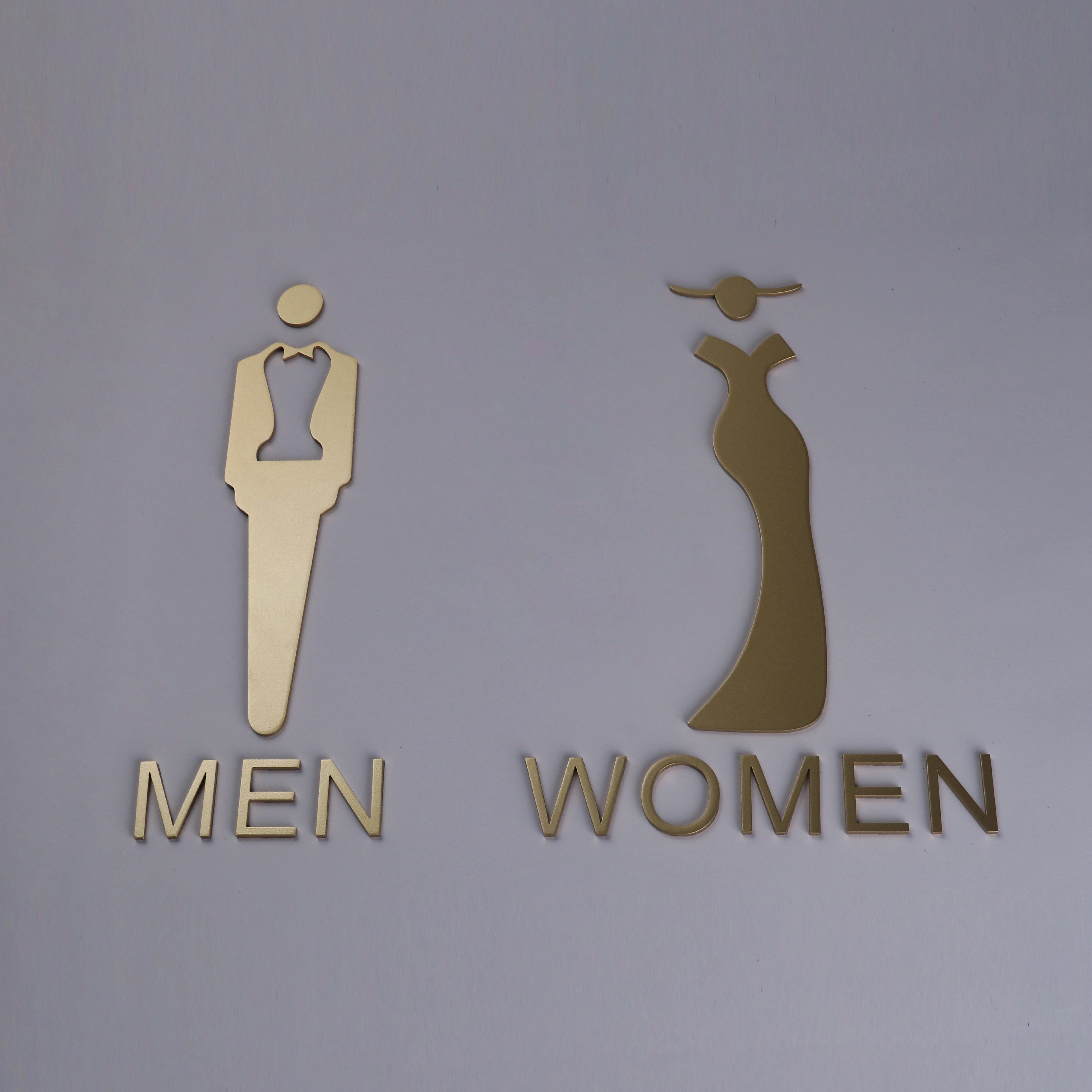 Solid Painted Restroom Signage | Precision-Cut Metal Gender Icons & Letters