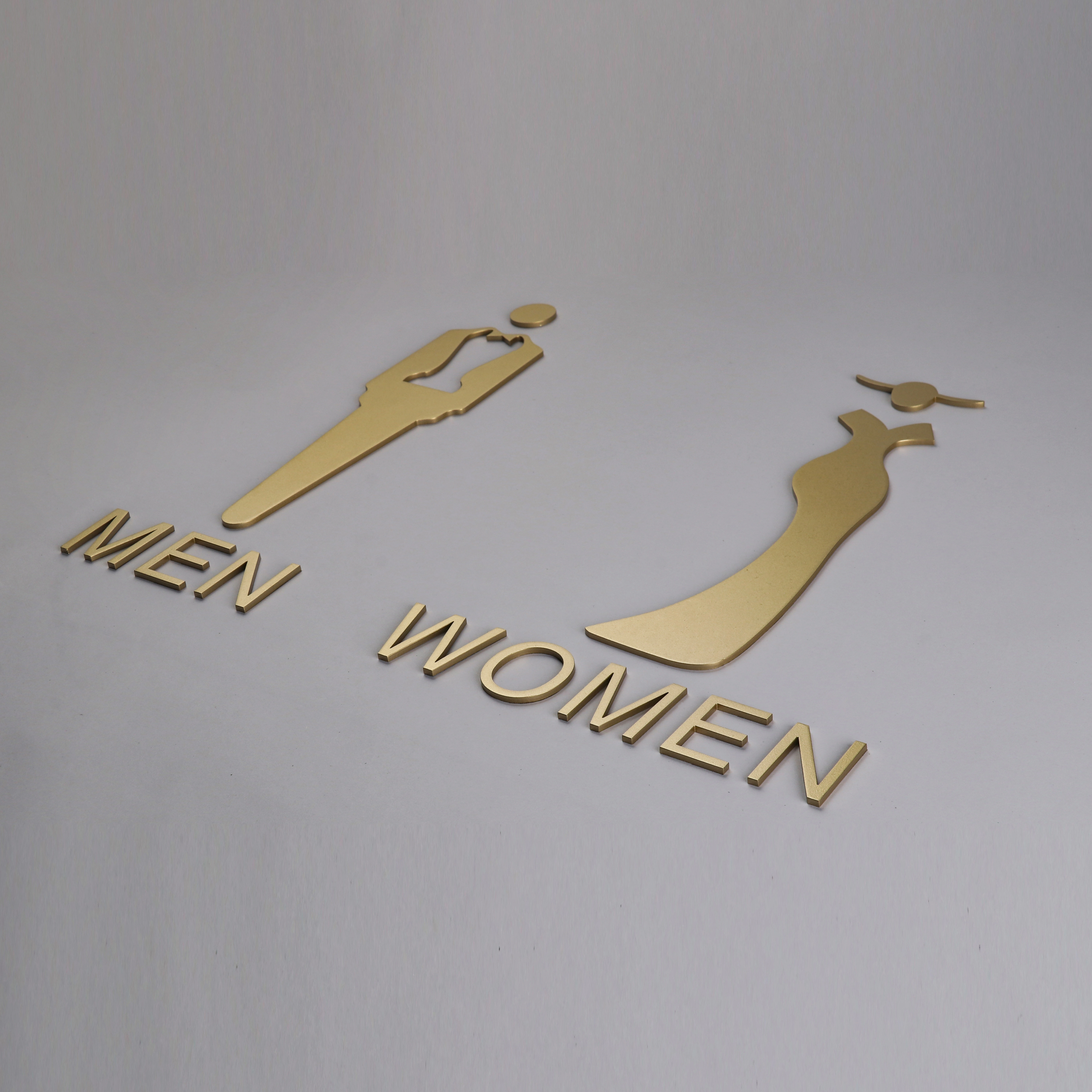 Solid Painted Restroom Signage | Precision-Cut Metal Gender Icons & Letters