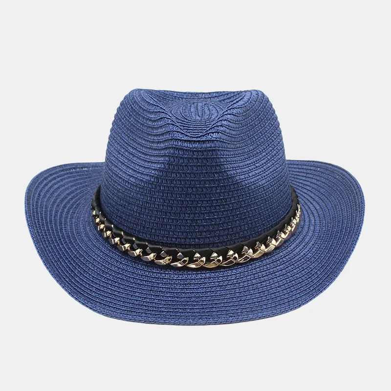 Custom Paper Hollow Panama Hat for Men & Women Summer Vacation Sun Protection Hat Rope Flat Top Fedora