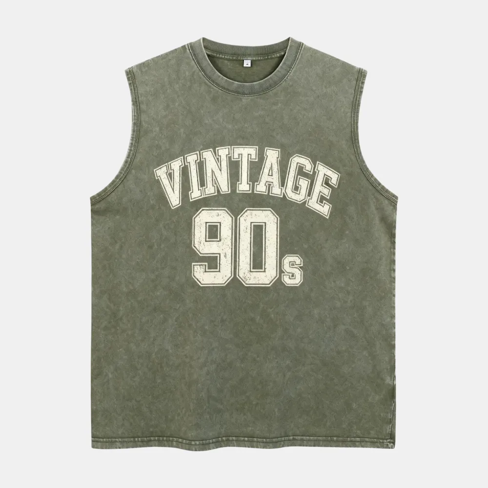 Custom Logo No Brand Men's Summer Sleeveless Vest 220G Heavyweight Breathable Eco-Friendly Hip Hop Crew Neck 100% Cotton