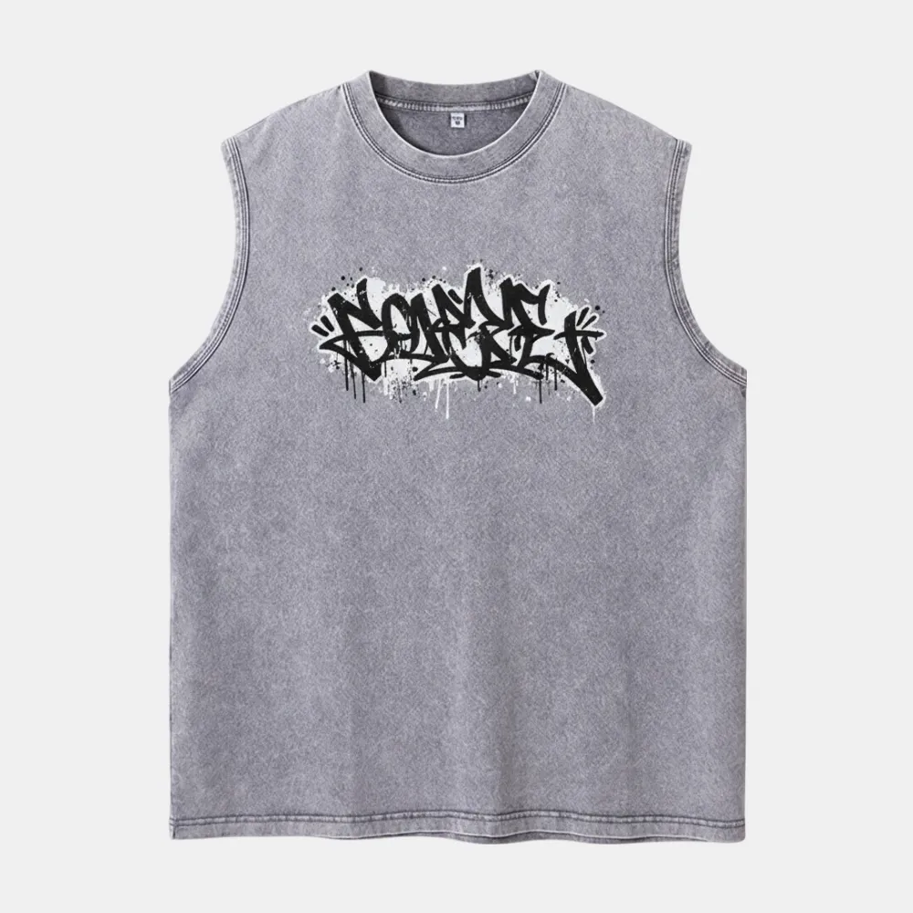 Custom Logo No Brand Men's Summer Sleeveless Vest 220G Heavyweight Breathable Eco-Friendly Hip Hop Crew Neck 100% Cotton