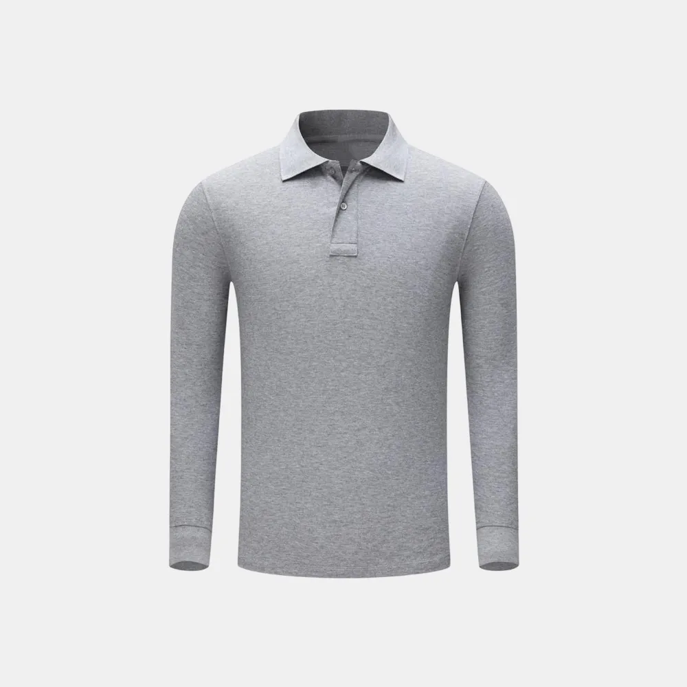 Turn-down collar 240g long-sleeve T-shirt men's workwear and group uniform thin POLO shirt in stock for wholesale with custom logo printing