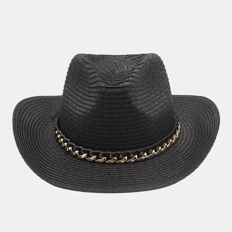 Custom Paper Hollow Panama Hat for Men & Women Summer Vacation Sun Protection Hat Rope Flat Top Fedora