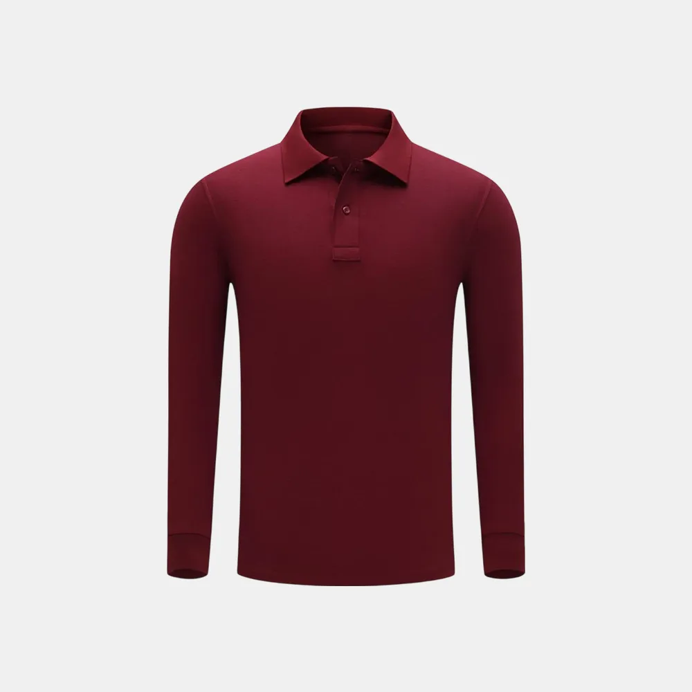 Turn-down collar 240g long-sleeve T-shirt men's workwear and group uniform thin POLO shirt in stock for wholesale with custom logo printing