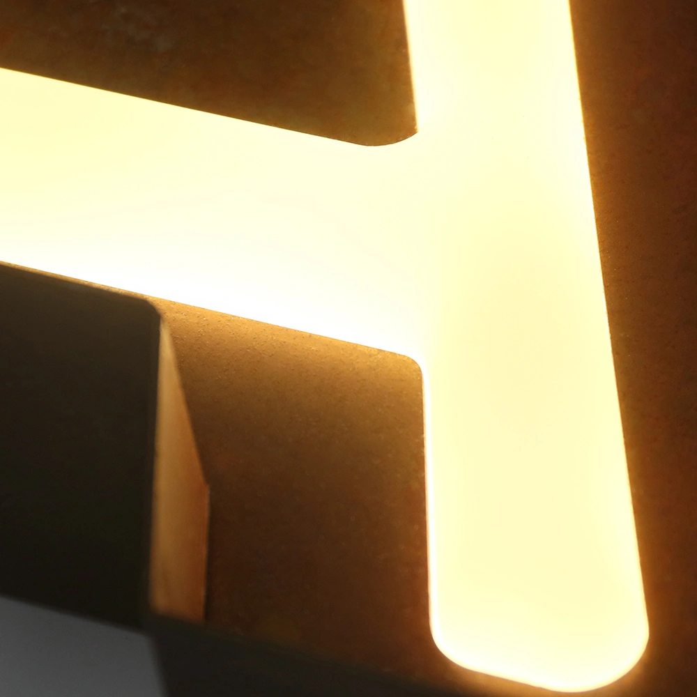 Vintage Industrial Rusted Signs | Inlaid Neon-Effect Acrylic Front-Lit Letters