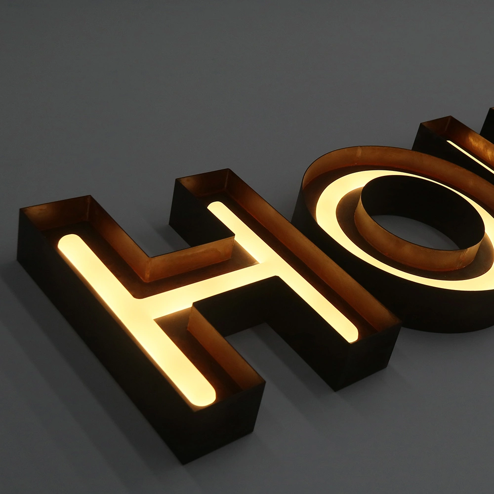 Vintage Industrial Rusted Signs | Inlaid Neon-Effect Acrylic Front-Lit Letters